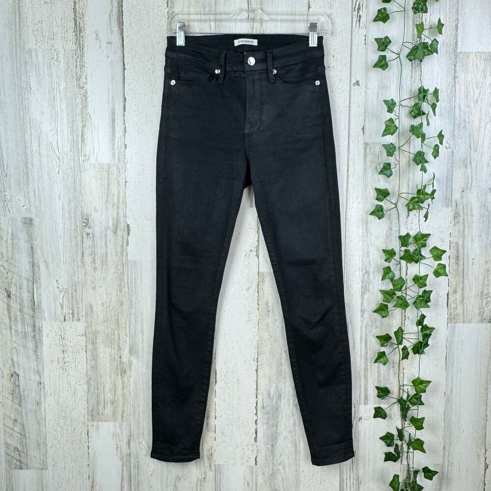 GOOD AMERICAN GOOD LEGS COATED SKINNY JEANS SIZE 0/25